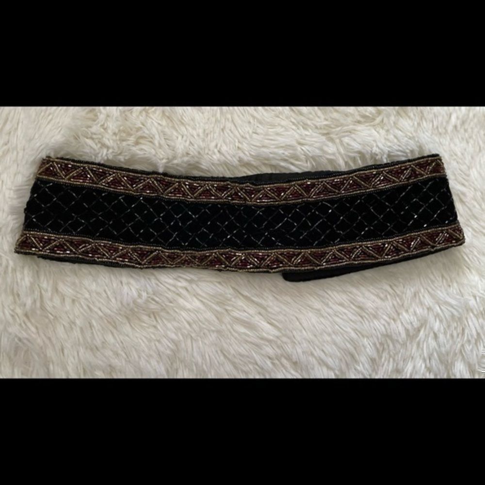 Vintage Christian Dior black, brown and gold embellished belt size small/medium